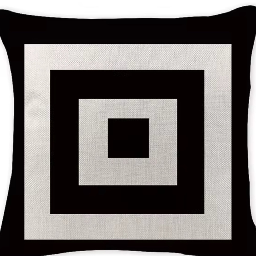 Modern Black and Cream Geometric Throw Pillow Cover 18”x18” Pair